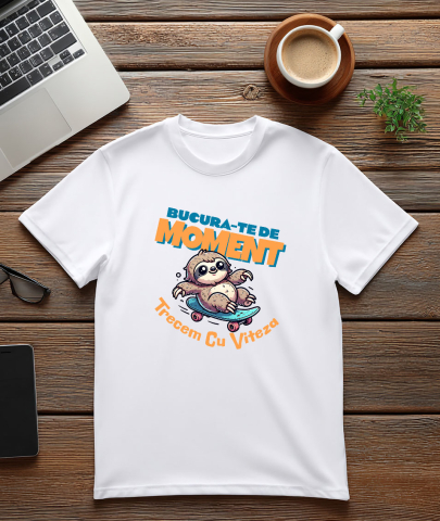 Tricou Femei, Barbati, Copii, Fata, Baiat, Unisex Personalizat Animal Leneș Pe Skateboard – Design Amuzant pentru Distracție și Sport [2]