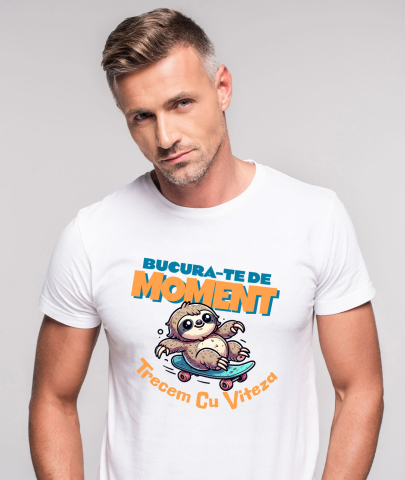 Tricou Femei, Barbati, Copii, Fata, Baiat, Unisex Personalizat Animal Leneș Pe Skateboard – Design Amuzant pentru Distracție și Sport [1]