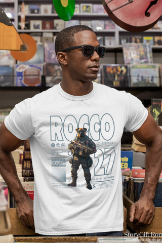 Tricou Barbati cu Animal Soldat in Armata cu Pusca in Mana, Trupele Speciale, Peronalizata cu Numele si Poza Animalului Tau cu imprimeu pe Fata, 100% Bumbac, Alb, S [1]