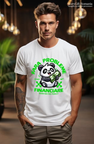Tricou Femei, Barbati, Copii, Fata, Baiat, Unisex Personalizat Urs Panda Fericit Cu Bancnote Verzi - Succes, Noroc și Bogăție [1]