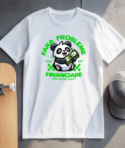Tricou Femei, Barbati, Copii, Fata, Baiat, Unisex Personalizat Urs Panda Fericit Cu Bancnote Verzi - Succes, Noroc și Bogăție [2]