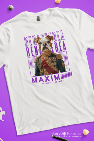 Tricou Barbati cu Animal Veteran de Razboi, Peronalizata cu Numele si Poza Animalului Tau cu imprimeu pe Fata, 100% Bumbac, Alb, XS [2]