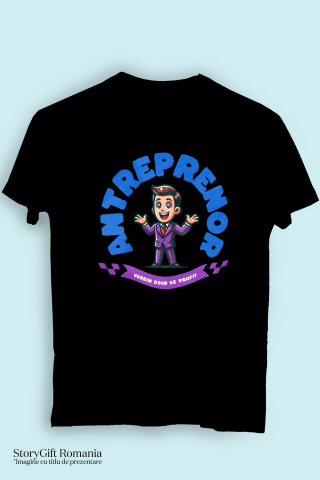 Tricou Femei, Barbati, Copii, Fata, Baiat, Unisex Personalizat Bărbat în Costum Mov cu Cravată Roșie – Design Animat Vesel [2]