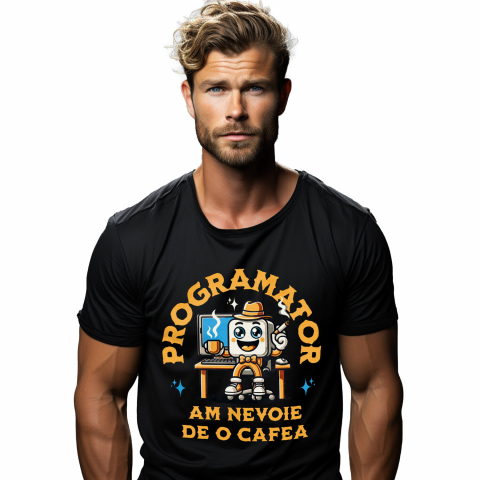 MESERII - Tricou Femei, Barbati, Copii, Fata, Baiat, Unisex Personalizat Animație Programator IT – Cafea, Codare și Digitalizare