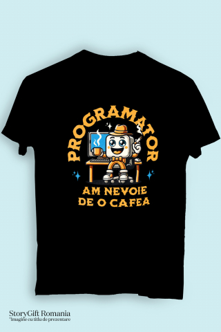 Tricou Femei, Barbati, Copii, Fata, Baiat, Unisex Personalizat Animație Programator IT – Cafea, Codare și Digitalizare [2]