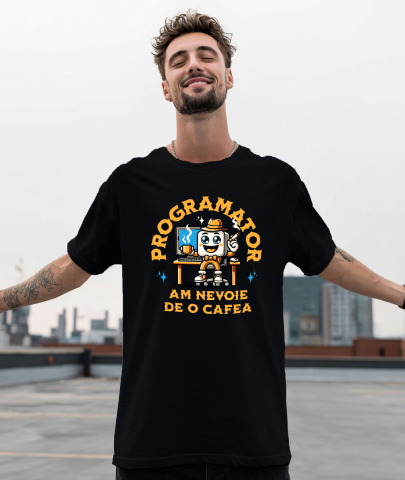 Tricou Femei, Barbati, Copii, Fata, Baiat, Unisex Personalizat Animație Programator IT – Cafea, Codare și Digitalizare [1]