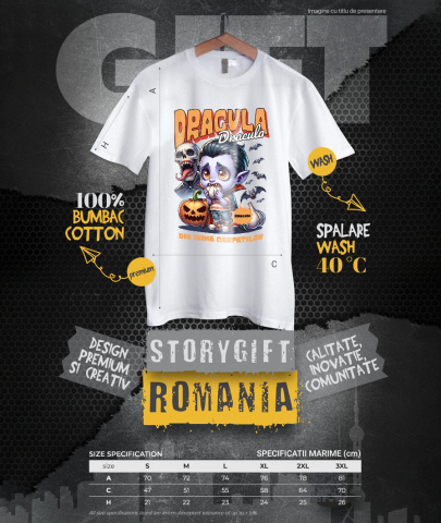 Tricou Femei, Barbati, Copii, Fata, Baiat, Unisex Personalizat Animație Vampir cu Usturoi Text Dracula - Cadouri Personalizate Halloween pentru Familie, Copii, Tati și Prieteni [3]