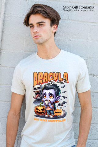 Tricou Femei, Barbati, Copii, Fata, Baiat, Unisex Personalizat Animație Vampir cu Usturoi Text Dracula - Cadouri Personalizate Halloween pentru Familie, Copii, Tati și Prieteni [1]