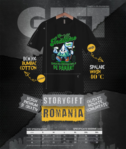 Tricou Femei, Barbati, Copii, Fata, Baiat, Unisex Personalizat "Vârf de Munte – Cadou Personalizat cu Mesajul ‘La Înălțime, Dar Cu Picioarele pe Pământ’ pentru Iubitorii de Aventură Montană" [3]