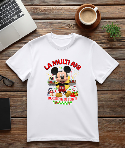 Tricou Barbati cu Aniversare Plina de Farmec cu Mickey Mouse 100% Bumbac, Alb, M [2]