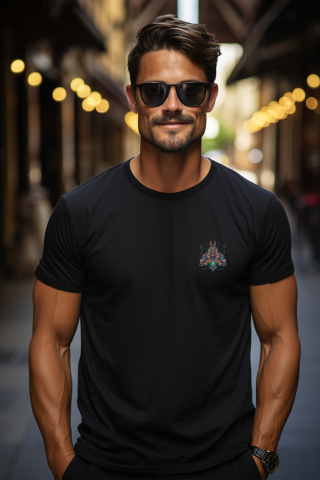 Tricou Barbati Cu Anubis, Mecha, Sci Fi, Geometric, Mitologie,  cu imprimeu pe Fata, 100% Bumbac,  Negru, L [1]