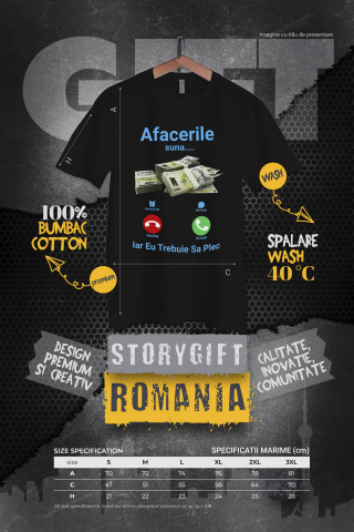 Tricou Femei, Barbati, Copii, Fata, Baiat, Unisex Personalizat Apel Telefon și Teanc Bancnote 500 Lei – „Afacerile Suna, Trebuie Să Plec” – Cadou Personalizat pentru Familie, Tati, Copii, Prieteni [3]