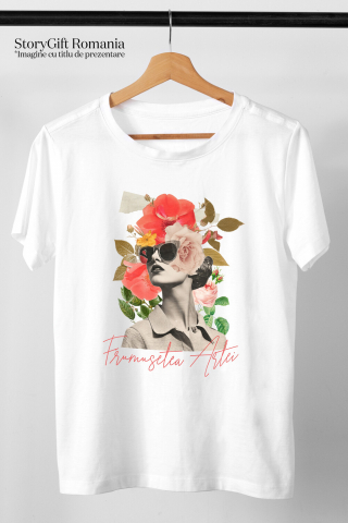 Tricou Femei, Barbati, Copii, Fata, Baiat, Unisex Personalizat Artă Abstractă Chip Feminin cu Ochelari și Text „Frumusețea Artei” | Cadouri Personalizate pentru Femei și Familie [2]