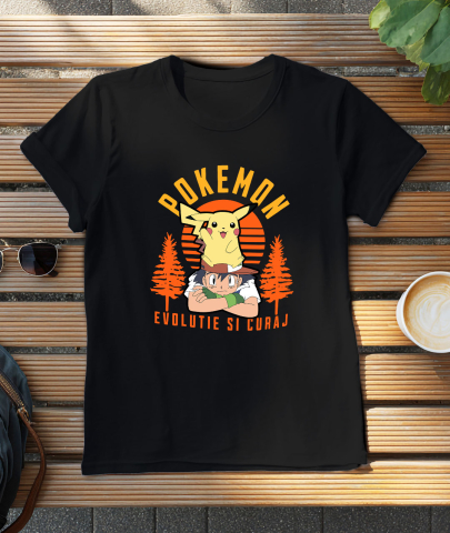 Tricou Barbati cu Ash Ketchum si Pokemon: Prietenii pentru Totdeauna 100% Bumbac, Negru, XL [2]