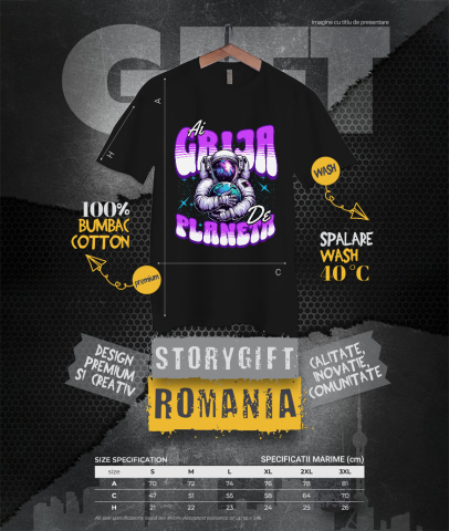Tricou Femei, Barbati, Copii, Fata, Baiat, Unisex Personalizat "Produse personalizate ecologice – Astronaut în costum spațial îmbrățișând planeta Pământ" [3]