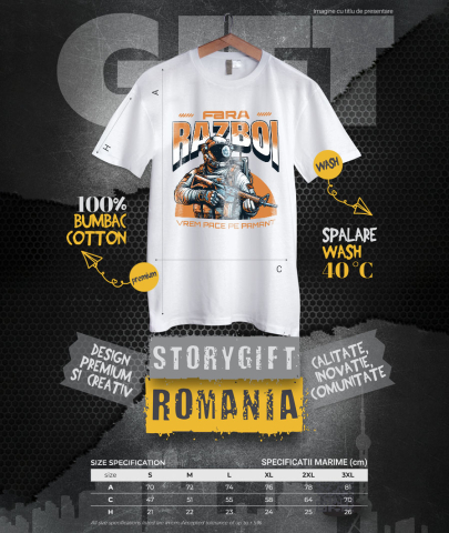 Tricou Femei, Barbati, Copii, Fata, Baiat, Unisex Personalizat Astronaut cu Armură și Mesaj de Pace "Fără Război, Vrem Pace Pe Pământ" - Cadouri Personalizate pentru Familie și Prieteni [3]