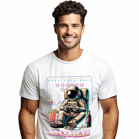 LUME - Tricou Femei, Barbati, Copii, Fata, Baiat, Unisex Personalizat Astronaut în Costum Jucându-se Jocuri Video - Cadou Personalizat „Nostalgia Relaxare Gamer” pentru Familie și Prieteni