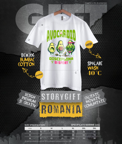 Tricou Femei, Barbati, Copii, Fata, Baiat, Unisex Personalizat : Avocado și Evoluția Fitness – Motivație și Disciplină pentru Sportivi [3]