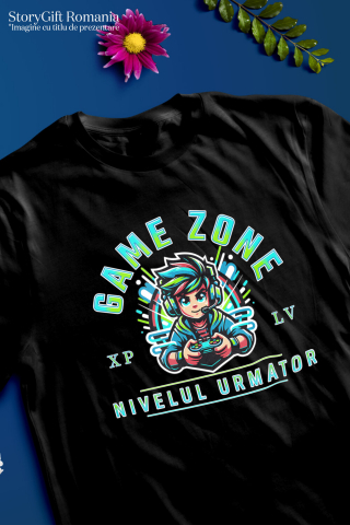Tricou Femei, Barbati, Copii, Fata, Baiat, Unisex Personalizat Băiat Stil Anime Gamer - Game Zone Nivelul Următor - Cadou Personalizat pentru Gameri [2]