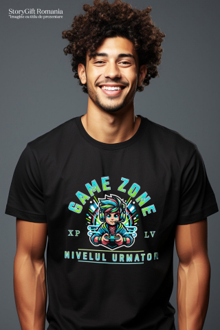 Tricou Femei, Barbati, Copii, Fata, Baiat, Unisex Personalizat Băiat Stil Anime Gamer - Game Zone Nivelul Următor - Cadou Personalizat pentru Gameri [1]