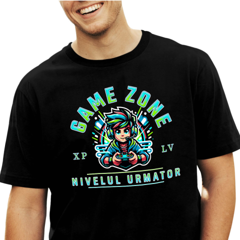 Lume Digitala - Tricou Femei, Barbati, Copii, Fata, Baiat, Unisex Personalizat Băiat Stil Anime Gamer - Game Zone Nivelul Următor - Cadou Personalizat pentru Gameri
