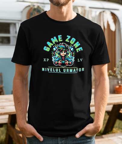 Tricou Femei, Barbati, Copii, Fata, Baiat, Unisex Personalizat Băiat Stil Anime Gamer - Game Zone Nivelul Următor - Cadou Personalizat pentru Gameri [1]