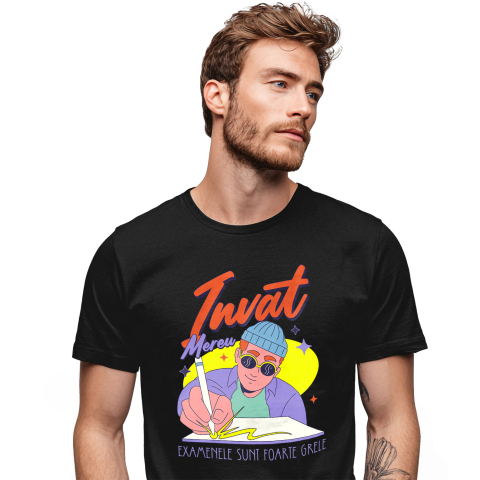 Educatie - Tricou Femei, Barbati, Copii, Fata, Baiat, Unisex Personalizat Tricou Personalizat Băiat Hip Hop – "Învăț Mereu, Examenele Sunt Foarte Grele" | Cadou pentru Studenți și Iubitori de Educație