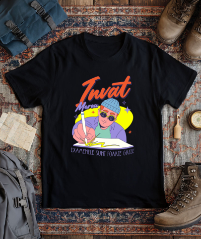 Tricou Femei, Barbati, Copii, Fata, Baiat, Unisex Personalizat Tricou Personalizat Băiat Hip Hop – "Învăț Mereu, Examenele Sunt Foarte Grele" | Cadou pentru Studenți și Iubitori de Educație [2]