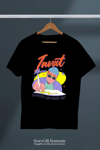 Tricou Femei, Barbati, Copii, Fata, Baiat, Unisex Personalizat Tricou Personalizat Băiat Hip Hop – "Învăț Mereu, Examenele Sunt Foarte Grele" | Cadou pentru Studenți și Iubitori de Educație [2]