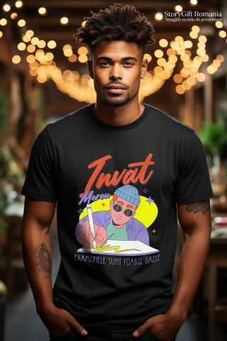 Tricou Femei, Barbati, Copii, Fata, Baiat, Unisex Personalizat Tricou Personalizat Băiat Hip Hop – "Învăț Mereu, Examenele Sunt Foarte Grele" | Cadou pentru Studenți și Iubitori de Educație [1]