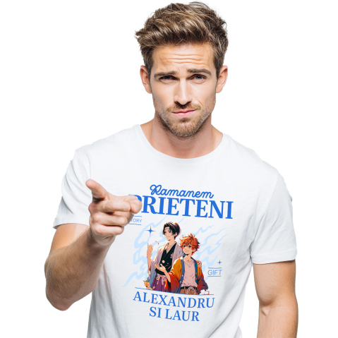 Tricou Femei, Barbati, Copii, Fata, Baiat, Unisex Personalizat Cadouri personalizate pentru băieți – Portret anime pentru Alexandru și Laur