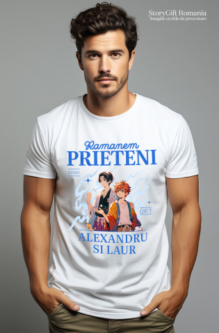 Tricou Femei, Barbati, Copii, Fata, Baiat, Unisex Personalizat Cadouri personalizate pentru băieți – Portret anime pentru Alexandru și Laur [1]