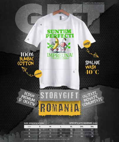 Tricou Femei, Barbati, Copii, Fata, Baiat, Unisex Personalizat Cadouri personalizate pentru cupluri – Banana și mărul pe ringul de dans cu Cristian și Roxana [3]