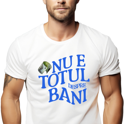 Tricou Femei, Barbati, Copii, Fata, Baiat, Unisex Personalizat Bancnota 500 Lei Mihai Eminescu – „Nu E Totul Despre Bani” – Cadou Personalizat pentru Familie, Tati, Copii, Prieteni