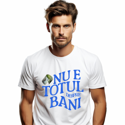 Tricou Femei, Barbati, Copii, Fata, Baiat, Unisex Personalizat Bancnota 500 Lei Mihai Eminescu – „Nu E Totul Despre Bani” – Cadou Personalizat pentru Familie, Tati, Copii, Prieteni