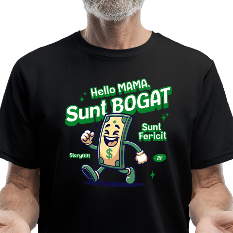 Tricou Femei, Barbati, Copii, Fata, Baiat, Unisex Personalizat Bancnota Verde Dolar Vesela - Cadou Personalizat Haios pentru Familie și Prieteni