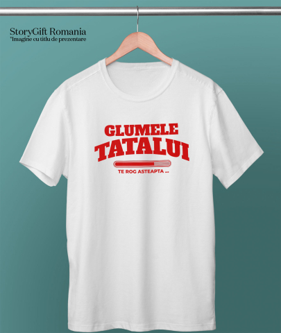 Tricou Femei, Barbati, Copii, Fata, Baiat, Unisex Personalizat Bara De Încarcare Personalizată „Glumele Tatalui Te Rog Asteapta” – Cadou Amuzant Pentru Tata [2]