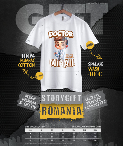 Tricou Femei, Barbati, Copii, Fata, Baiat, Unisex Personalizat Doctor Super Erou – Animație Inspirată Din Pasiunea Pentru Medicină [3]