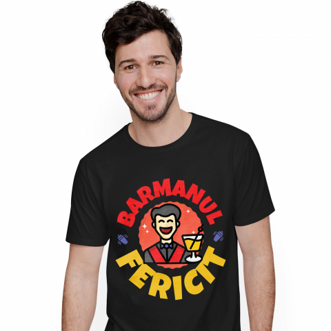 MESERII - Tricou Femei, Barbati, Copii, Fata, Baiat, Unisex Personalizat Bărbat Vesel cu Pahar – Animație Haioasă Horeca
