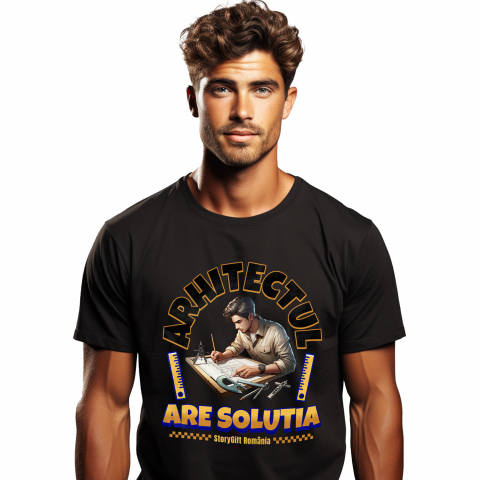 Tricou Femei, Barbati, Copii, Fata, Baiat, Unisex Personalizat Bărbat Arhitect cu Schițe – Cadou Personalizat pentru Pasionații de Design și Cadastru