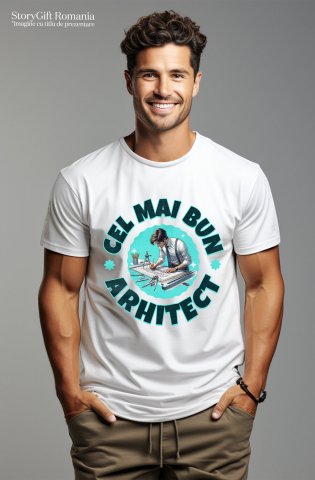 Tricou Femei, Barbati, Copii, Fata, Baiat, Unisex Personalizat Bărbat Arhitect în Costum – Cadou Personalizat pentru Profesioniști în Design și Construcții [1]