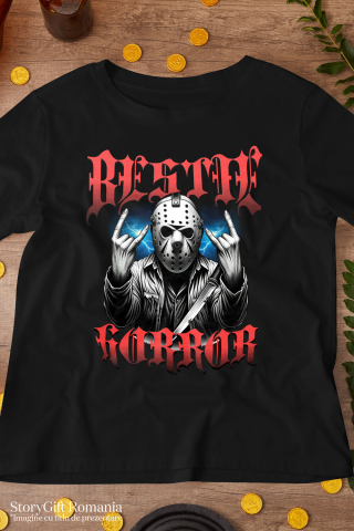 Tricou Femei, Barbati, Copii, Fata, Baiat, Unisex Personalizat Bărbat cu Masca Înfricoșătoare și Cuțit | Bestie Horror Halloween | Cadouri Personalizate pentru Petrecerea de Halloween [2]