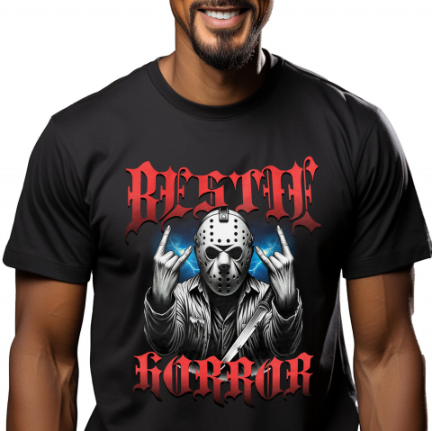 Tricou Femei, Barbati, Copii, Fata, Baiat, Unisex Personalizat Bărbat cu Masca Înfricoșătoare și Cuțit | Bestie Horror Halloween | Cadouri Personalizate pentru Petrecerea de Halloween