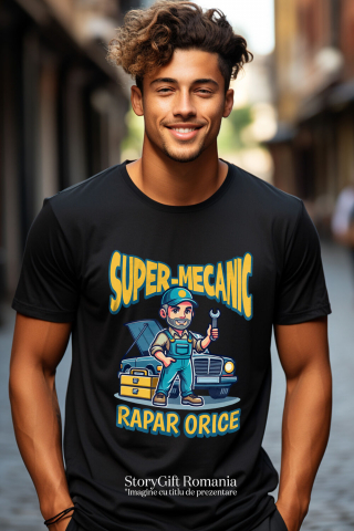 Tricou Femei, Barbati, Copii, Fata, Baiat, Unisex Personalizat Mecanic Auto în Acțiune – Cadou Personalizat pentru Pasionații de Mașini și Reparații [1]