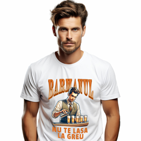 Tricou Femei, Barbati, Copii, Fata, Baiat, Unisex Personalizat Bărbat cu Vestă și Cravată, Shoturi de Alcool – Cadou Horeca