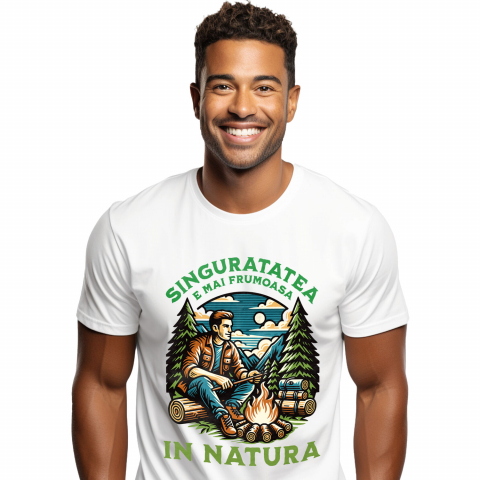 Tricou Femei, Barbati, Copii, Fata, Baiat, Unisex Personalizat "Foc de Tabără în Pădure – Aventura Singurătății în Natură"