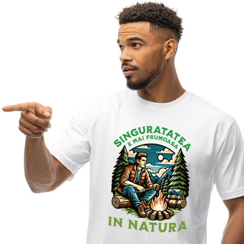Calatorie - Tricou Femei, Barbati, Copii, Fata, Baiat, Unisex Personalizat "Foc de Tabără în Pădure – Aventura Singurătății în Natură"