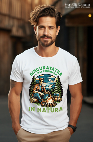 Tricou Femei, Barbati, Copii, Fata, Baiat, Unisex Personalizat "Foc de Tabără în Pădure – Aventura Singurătății în Natură" [1]