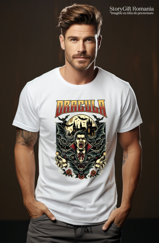 Tricou Femei, Barbati, Copii, Fata, Baiat, Unisex Personalizat Bărbat Horror Cu Colți Vampir - Costum Halloween Dracula și Castel Tematic [1]