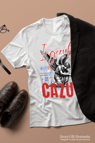 Tricou Femei, Barbati, Copii, Fata, Baiat, Unisex Personalizat Bărbat Cu Aripi și Text „Înger Căzut” - Artă Abstractă Motivatională pentru Familie și Prieteni [2]